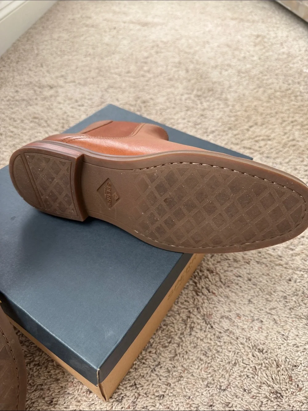 Men's Sperry Gold Exeter Chelsea Boot in Saddle Brown Leather